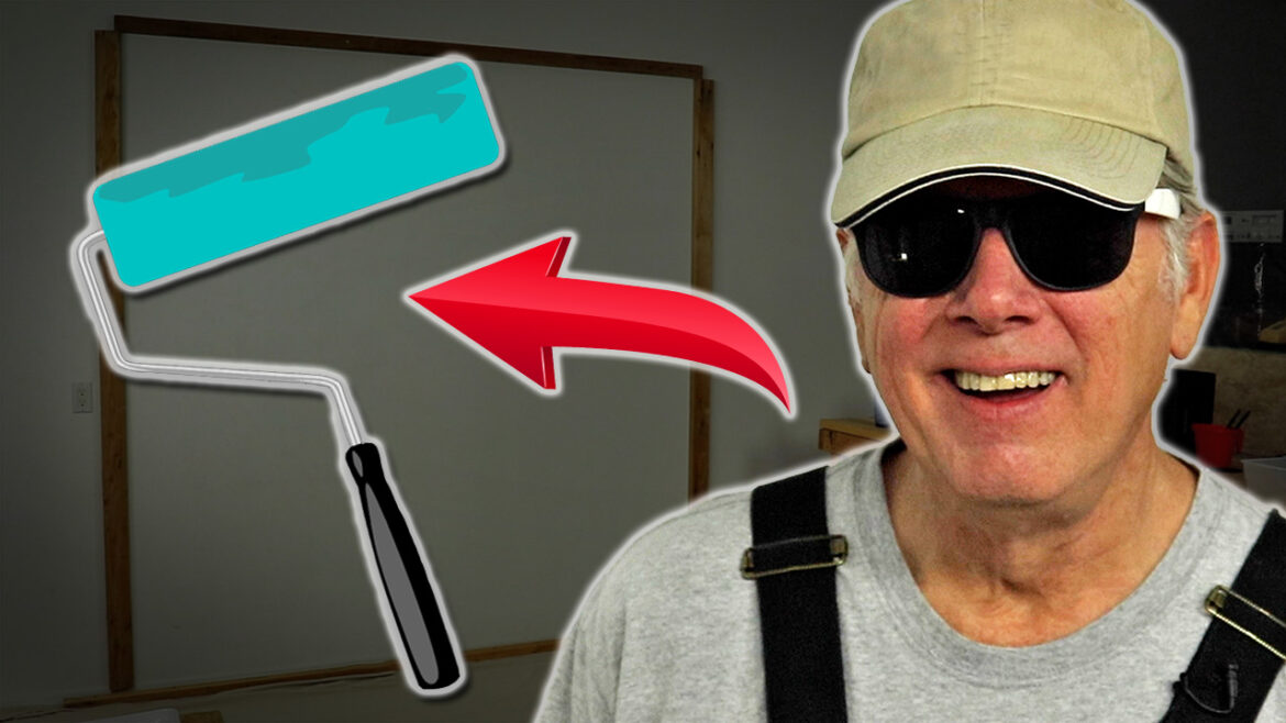 Painting A Wall Full TN 04 The thumbnail for the video shows Tommy wearing sunglasses, a hat, t-shirt, and suspenders as an arrow points away from him toward a paint roller. The background shows a blank wall with a square outline in the center.